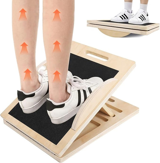 3 in 1 Slant Board for Calf Stretching,Anti Slip Squats Wedge Balance Board for Physical Therapy,Calf Stretcher for Core Strength Wood Rocker Board