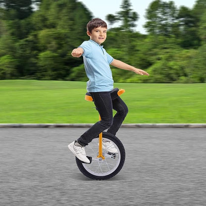 16/24 Inch Wheel Unicycle with Steel Rim, Unicycle Electric Wheel Skidproof Mountain Tire Cycling Sports Exercise with Adjustable Seat, Adults Kids Outdoor Sports Fitness Exercise Tool