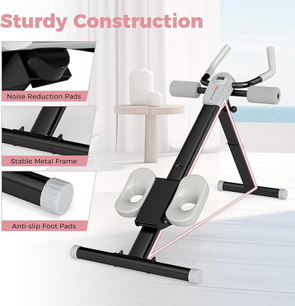 Goplus Adjustable Ab Trainer Machine, Foldable Ab Workout Equipment with Knee Protection, LCD Monitor, Home Gym Abdominal Trainer for Stomach Workout Core Strength Fitness