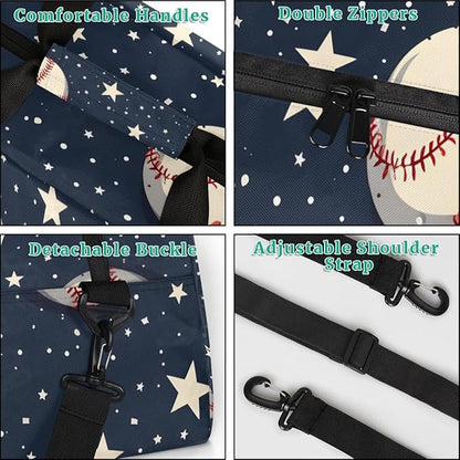 Personalized Baseball Gym Duffel Bags with Custom Name Sport Training Travel Bags for Kids Boys for Overnight Weekender, Dark Blue