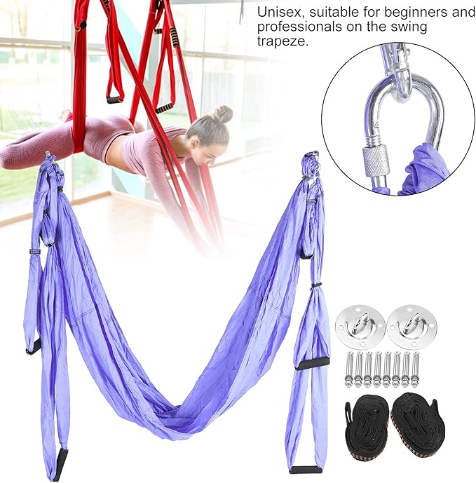 Aerial Yoga Hammock,Yoga Hammock Hanging Swing for Yoga Inversion,Strength Training,Starter Hardware Kit