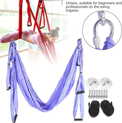 Aerial Yoga Hammock,Yoga Hammock Hanging Swing for Yoga Inversion,Strength Training,Starter Hardware Kit