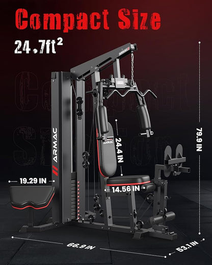 Home Gym, Multifunctional Home Gym Equipment for Leg Press, 150LBS Weight Stack Machine, Workout Station with Pulley System for Full Body Training