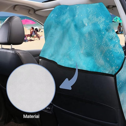 Bulopur Removable Car Sweat Towel Front Seat Cover Beach Starfish Ocean Bucket Car Towel Seat Cover for Post Gym Workout Running Swimming Beach Hiking