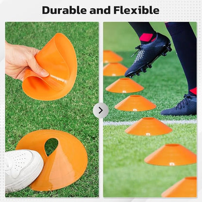 GHB Speed Agility Training Equipment, 5 Pack Agility Hurdles Soccer Cones 12 Pack Detachable Sturdy Hurdles Training Equipment Set with Carry Bag for Athletes,Soccer,Basketball