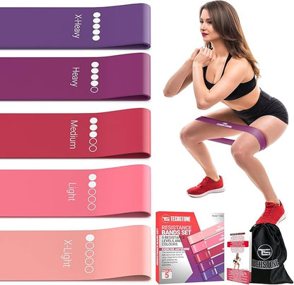 TechStone Resistance Bands Set – 5 Levels Loop Exercise Bands for Men & Women, Elastic Workout Bands for Home Gym, Training, Yoga & Fitness, Carry Bag Included
