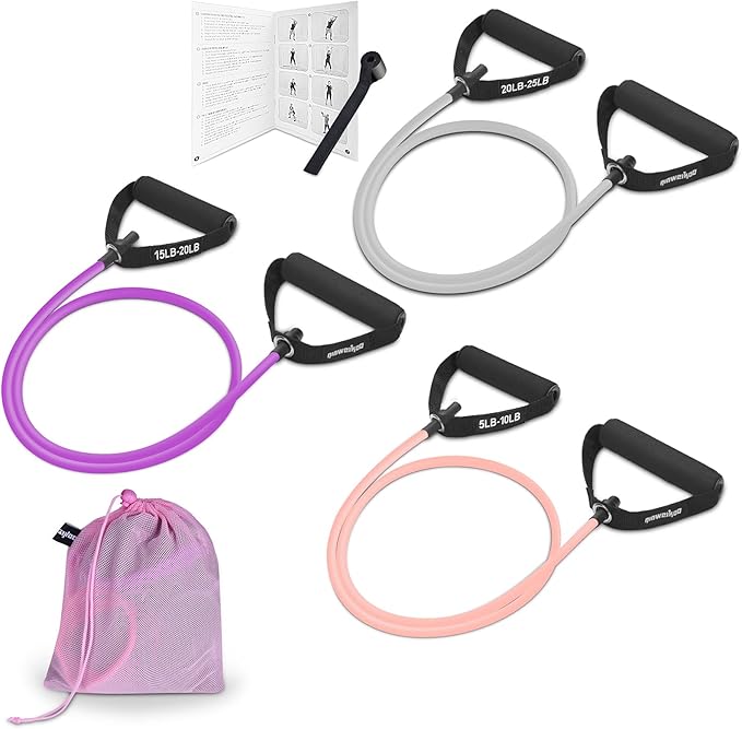 Resistance Exercise Band with Handles, Workout Band Weight Band for Physical Therapy,Strength Training Home Gym Fitness,with Door Anchor & Storage Bag.
