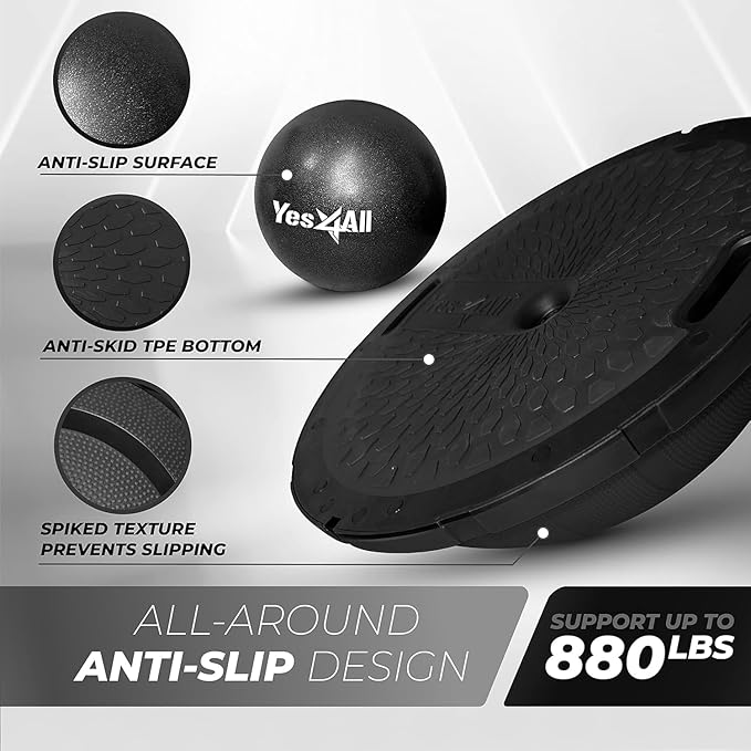 Yes4All 880LBS Half Ball Balance Trainer, Pilates Balance & Stability Ball for Exercises, Home Gym, Floor & Full Body Workouts