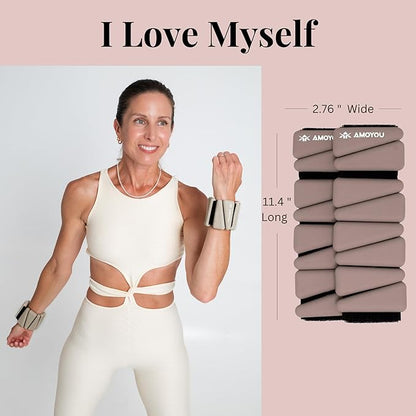 AMOYOU Wrist & Ankle Weights for Women – 2 lb Ankle Weights (Set of 2, 1 lb Each) | Arm Weights for Women | Leg Weights for Walking, Yoga, Cardio & Strength Training