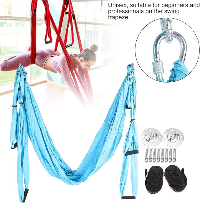 Aerial Yoga Hammock,Yoga Hammock Hanging Swing for Yoga Inversion,Strength Training,Starter Hardware Kit