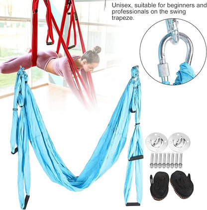 Aerial Yoga Hammock,Yoga Hammock Hanging Swing for Yoga Inversion,Strength Training,Starter Hardware Kit