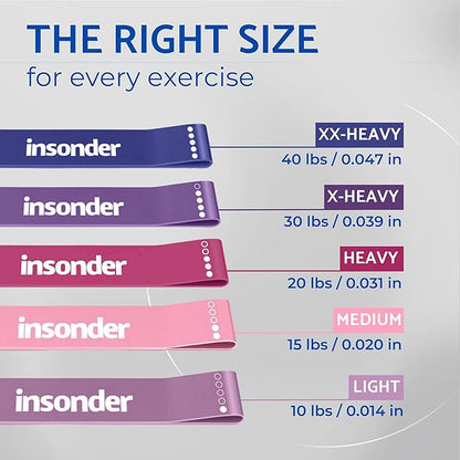 Insonder Resistance Band Set - 5 Exercise Bands for Workout & Fitness