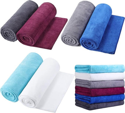 Tegeme 6 Pcs Microfiber Bath Towel Set 30 x 60 Bath Towel, Quick Drying, Oversized, Soft, Absorbent Sweat, Large Fitness Towels for Beach Bathroom, Sports, Yoga, Pool, Gym, Men & Women (Multicolor)