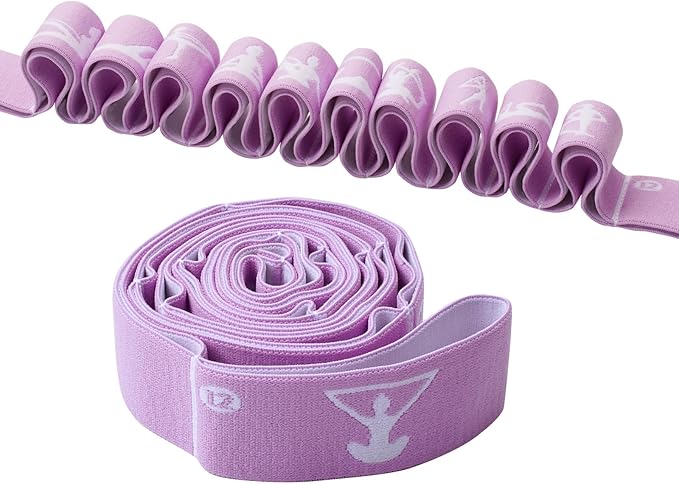 12 Loops Extra Long Yoga Stretching Band for Adults and Tall People, Adjustable Elastic Strap for Full Body Deep Stretch, Home Pilates, Ballet, Dance, Physical Therapy, Flexibility Training