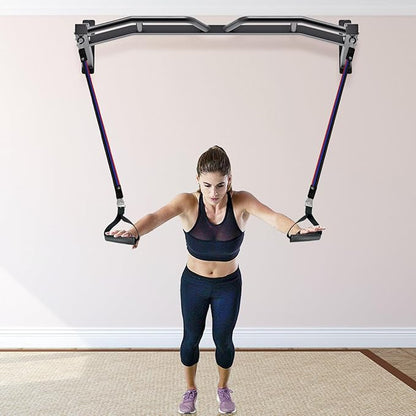 Kipika 48" Ceiling Mounted Pull Up Bar, Heavy Duty Multi-Grip Chin Up Bar,Mounted Pullup Bar, Adjustable Height, Pull Up Bands for Chin Ups & Body Stretching, Ideal for Home Gym and Strength Training