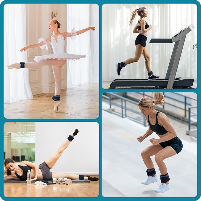 Sportneer Ankle Weights for Men Women Strength Training, 4/10 lbs Pair Leg Weights Set Comfortable and Soft Perfect for Dancing Running Walking Fitness Workout