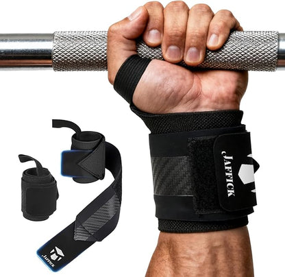 Jaffick Double-Layer Reinforced Wrist Wraps for Weightlifting - Men & Women, Thumb Loop Design for Powerlifting, Crossfit, Bodybuilding, Deadlifting - Fits Both Hands