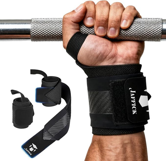Jaffick Double-Layer Reinforced Wrist Wraps for Weightlifting - Men & Women, Thumb Loop Design for Powerlifting, Crossfit, Bodybuilding, Deadlifting - Fits Both Hands
