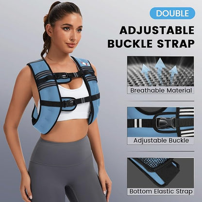 Weighted Vest Woman - 6lb/8lb/12lb/16lb/20lb/25lb/30lb Womens Weight Vest for Walking, Strength Training Weight Vests for Men, Reflective Stripe Fitness Vest for Workout Running Jogging