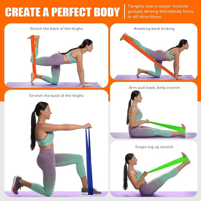 HPYGN 3 Levels Non-Latex Exercise Bands for Physical Therapy & Yoga, Professional Resistance Bands Set for Working Out, Strength Training, Pilates & Rehab, TPE Elastic Stretch Bands for Seniors, Women