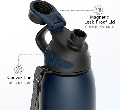 Fjbottle Insulated Stainless Steel Water Bottle, 24 Oz Leakproof Water Bottles, Ice Reusable Tumbler, Double Wall Vacuum Jug, Lightweight Durable for Traveling & Sports, Workout, 24oz