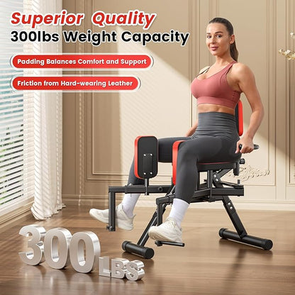2-in-1 Hip Abductor & Adduction Machine for Home Gym, Glute Machine & Thigh Workout Equipment with 6-Level Resistance and Enlarged Padding Seat, Compact Leg Exercise Euipment for Women & Men