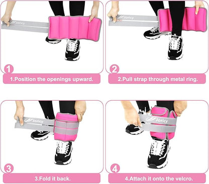 Adjustable Ankle Weights for Women Men 1/2/3/4/5/6/8/10/12/20 LBS 1 Pair Wrist Leg Arm Weights with Removable Weight Strength Training Weight for Walking Running Fitness Physical Therapy