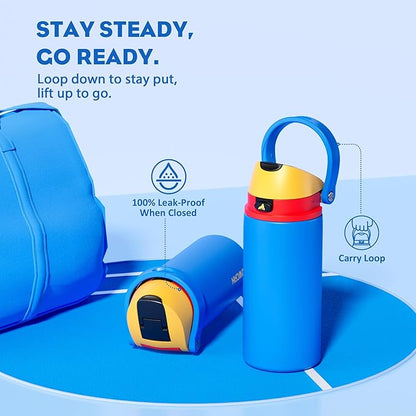 POWCAN 18 oz Insulated Water Bottle with Straw: 2-in-1 with Push-Button Spout & Quick-Flip Straw, Leakproof, Cold 24Hrs, Fits Car Cup Holder, Stainless Steel Cup for Sports, Outdoors (Sailor Quack)