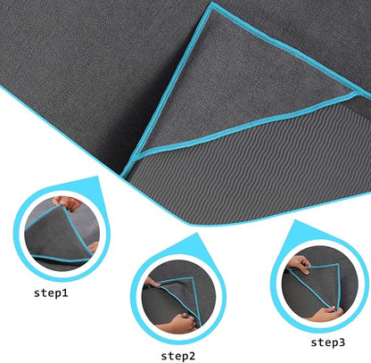 Ewedoos Yoga Towel Mat Towel with Anchor Fit Corners Non Slip Towel for Hot Yoga, Pilates, Workout, Camping