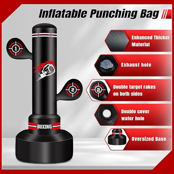 Upgraded Heavy Freestanding Punching Bag for Adults Teens, 70” Standing Punching Bag Kicking Bag Heavy Bag, Women Men Kickboxing Bags for Training MMA Fitness Home Gym