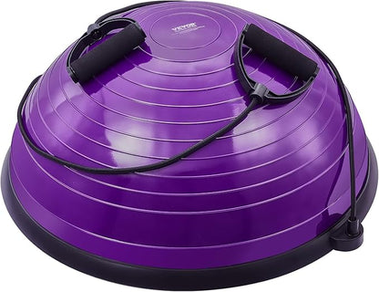 VEVOR Half Exercise Ball Trainer, 23/26 inch Balance Ball Trainer, 1500lbs Capacity Stability Ball, Yoga Ball with Resistance Bands & Foot Pump, Strength Fitness Ball for Home Gym Full Body Workout