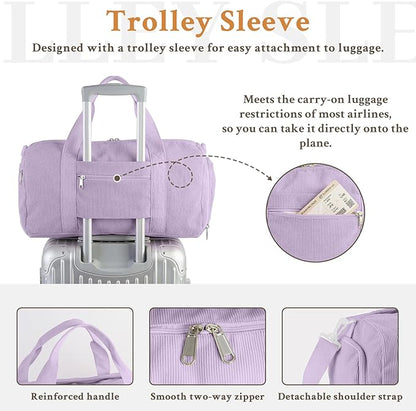 2PCS Gym bag for women, Duffle Bag with Wet Pocket & Shoe Compartment and item bag, Duffle Bag for Travel, Sports, Fitness & Workout