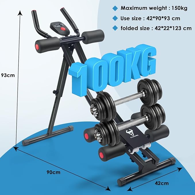 Abdominal Trainers, Adjustable AB Machine at Home or Gym for Core Strength Training, Ab Cruncher Foldable Fitness Gear for Men and Women Exercise &Workout