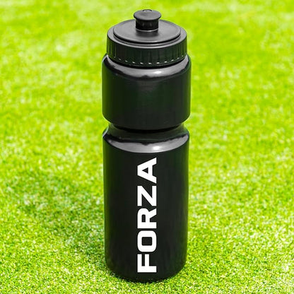 FORZA Team Sports Water Bottles | 25oz Capacity with Portable Carry Bag or Foldable Carrier - BPA-Free Plastic for Hydration on the Go (Carry Bag, Black)