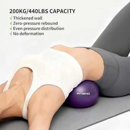 FITMIND_Pilates Ball 10 Inch Anti-Burst Slip Resistant Mini Yoga Ball for Fitness, Core Training, Physical Therapy, Balance, Stability, Stretching 200kg 440lbs Capacity