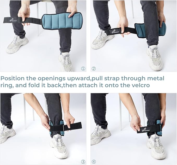 Sportneer Adjustable Ankle Weights for Women and Men 7 lbs/Pair Adjustable Leg Weights with Secure Straps, Strength Training Weighted for Yoga, Walking, Running, Aerobics, Gym, Physical Therapy