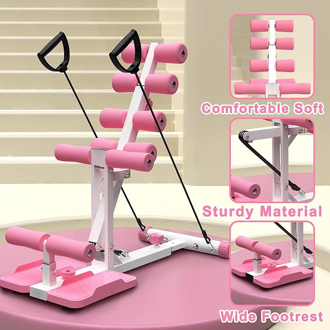 Deep Squat Machine for Women, Ab Machine for Home Gym, Adjustable Ab Trainer Bench for Full Body Workout, Sit Up Exercise Equipment for Abdominal