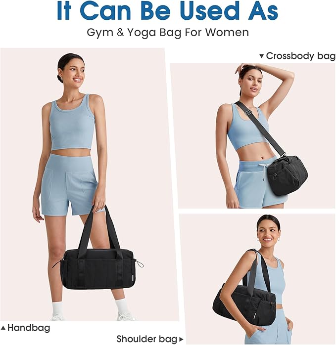 G4Free Small Gym Bag for Women 14 Inch Mini Gym Duffle Bag with Wet Compartment Cute Duffel for Travel Sport Workout (Black)