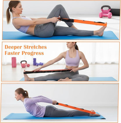 Stretch Straps with 12 Loops, Non Elastic Yoga Straps with Door Buckle for Leg Stretching, Yoga Stretching Band for Physical Therapy, Pilates, Yogas, Gymnastics Exercise, Hamstring and Flexibility