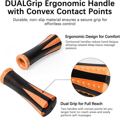 Muscle Roller Massage Roller Stick- Deep Tissue Fascia Blaster for Myofascial Pain Relief, Lymphatic Drainage & Body Sculpting, Handheld Physical Therapy & Recovery Tool (Orange black-18 inch)