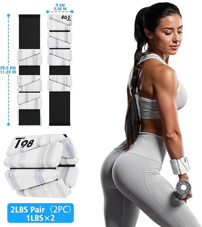T98 Wrist & Ankle Weights for Women Men, Wearable Wrist Weights Set of 2(1Lbs Each), Adjustable Arm Leg Bracelet Weights for Strength Training, Aerobics, Barre, Suit for Home Outdoor Workout