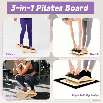 5-in-1 Pilates Board, Foldable Pilates Reformer Equipment – Multi-Purpose Portable Home Workout Kit for Full-Body Workout, Fitness, Exercise, Abs, Core Equipment