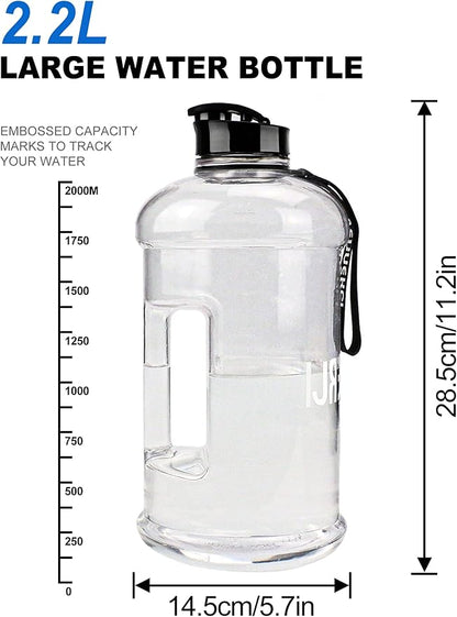 VENNERLI Portable Large Plastic Water Bottle - BPA-free Half Gallon Reusable 2 Liter Water Jug for Outdoor Hiking Fitness Travel Camping Cycling