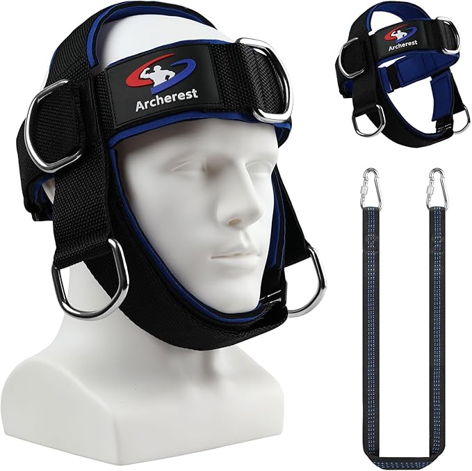 Fitness Neck Head Harness Trainer, Adjustable Chin Strap and Head Harness Strength, Neoprene Neck Exerciser for Weight Lifting, Home and Gym Use