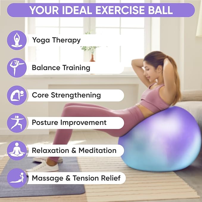 APEXUP Yoga Ball Exercise Ball Anti Slip Heavy Duty for Fitness, Balance & Core Workout