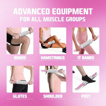 Yes4All, Premium Muscle Roller Stick/Combo With Foam Roller 24" For Everyone - Advanced Massage Roller For Relief Muscle Soreness With Trigger Points, Travel Size, 4 Wheels