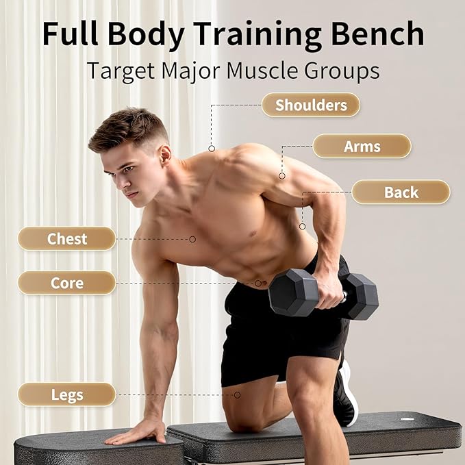 Adjustable Weight Bench for Home Gym, Stable Folding Workout Bench for Dumbbell & Full Body Strength Training