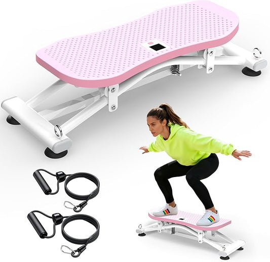 KINMAC Indoor Ski Simulator with Resistance Bands - Balance Board Home Gym Sliding Machine for Full-Body Cardio, Non-Slip Base, Core & Leg Workout Trainer