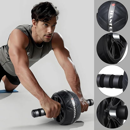 Ab Roller Wheel with Knee Pad, Ab Wheel Roller for Abs Workout & Core Strength Training, Dual Wheel Abdominal Exercise Equipment for Home Gym Fitness for Men & Women