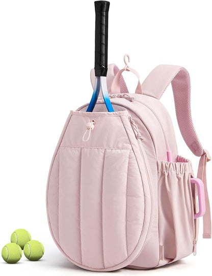 BAGSMART Tennis Gym Bag for Women, Tennis Backpack Holds 2 Rackets with Shoe Compartment, 15.6" Laptop Gym Backpacks for Court, Off-work, Everyday & Overnight Weekend